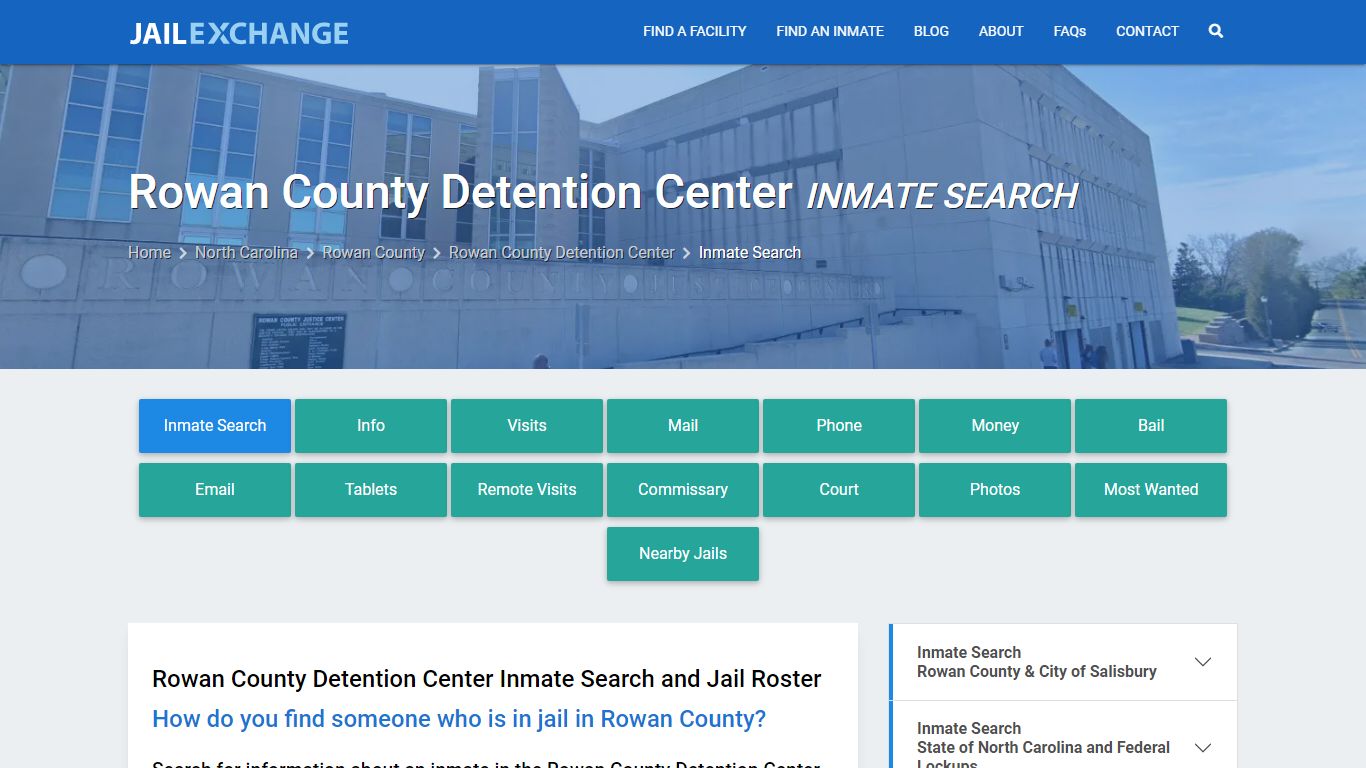 Inmate Search: Roster & Mugshots - Rowan County Detention Center, NC